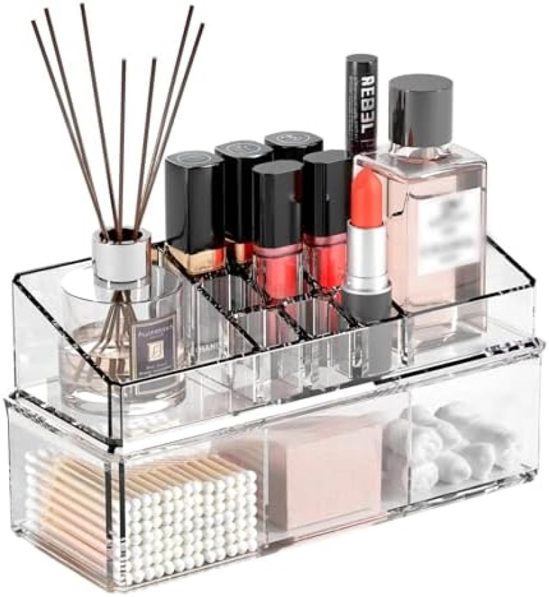 Transparante Make-up Organizer met 14 Vakken en 2 Lagen