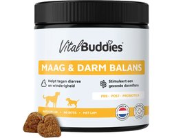 Maag & Darm Balans – Probiotica Supplement Honden – 100% Natuurlijk – Met Enterococcus lactis, Lactobacillus helveticus, Prebiotica & Psyllium – Bij Diarree, Winderigheid, Gevoelige Buik & Braken – 60 Heerlijke Snoepjes
