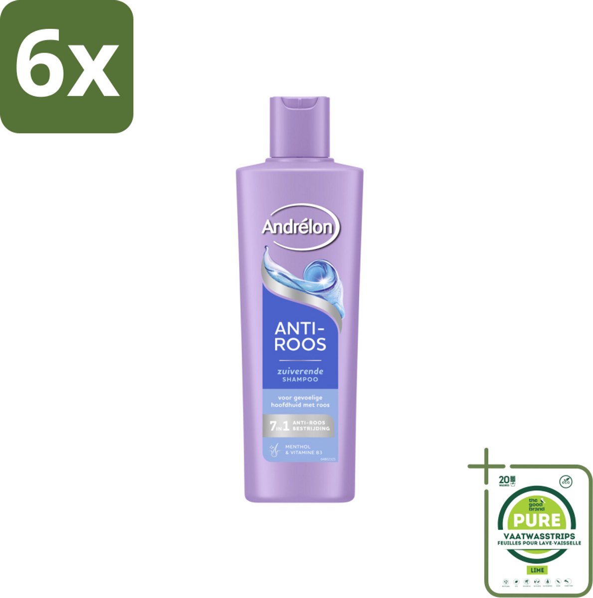 Andrélon – Shampoo – Anti Roos – 250 ml - Voordeelverpakking - 6 stuks - Roos haar - Roos hoofdhuid