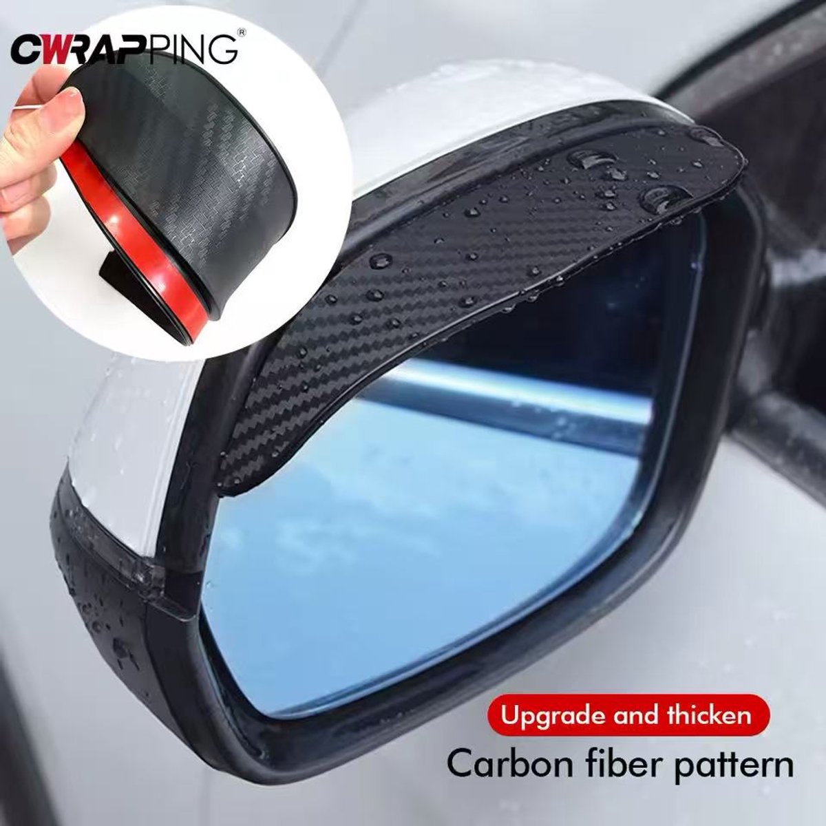 2 STUKS Auto Achteruitkijkspiegel Regen Wenkbrauw Koolstofvezel Zonneklep Schaduw Cover Protector Clear Vision voor Regen Auto Spiegel Accessoires