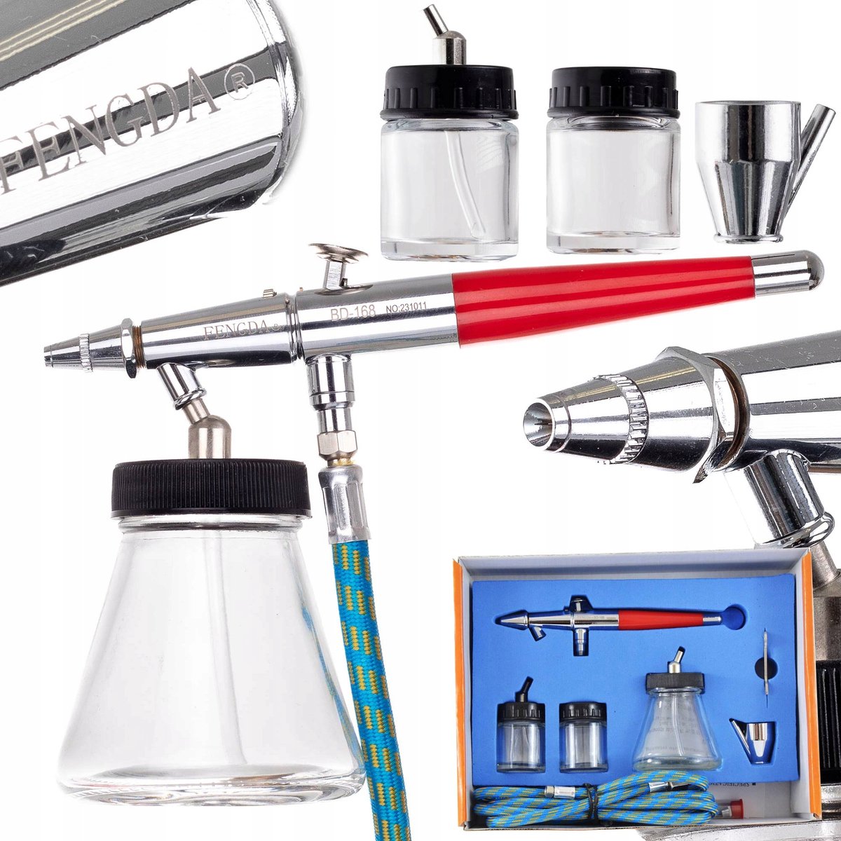 Fengda Aerograaf Set BD-168 met 3 Dyses en Slang