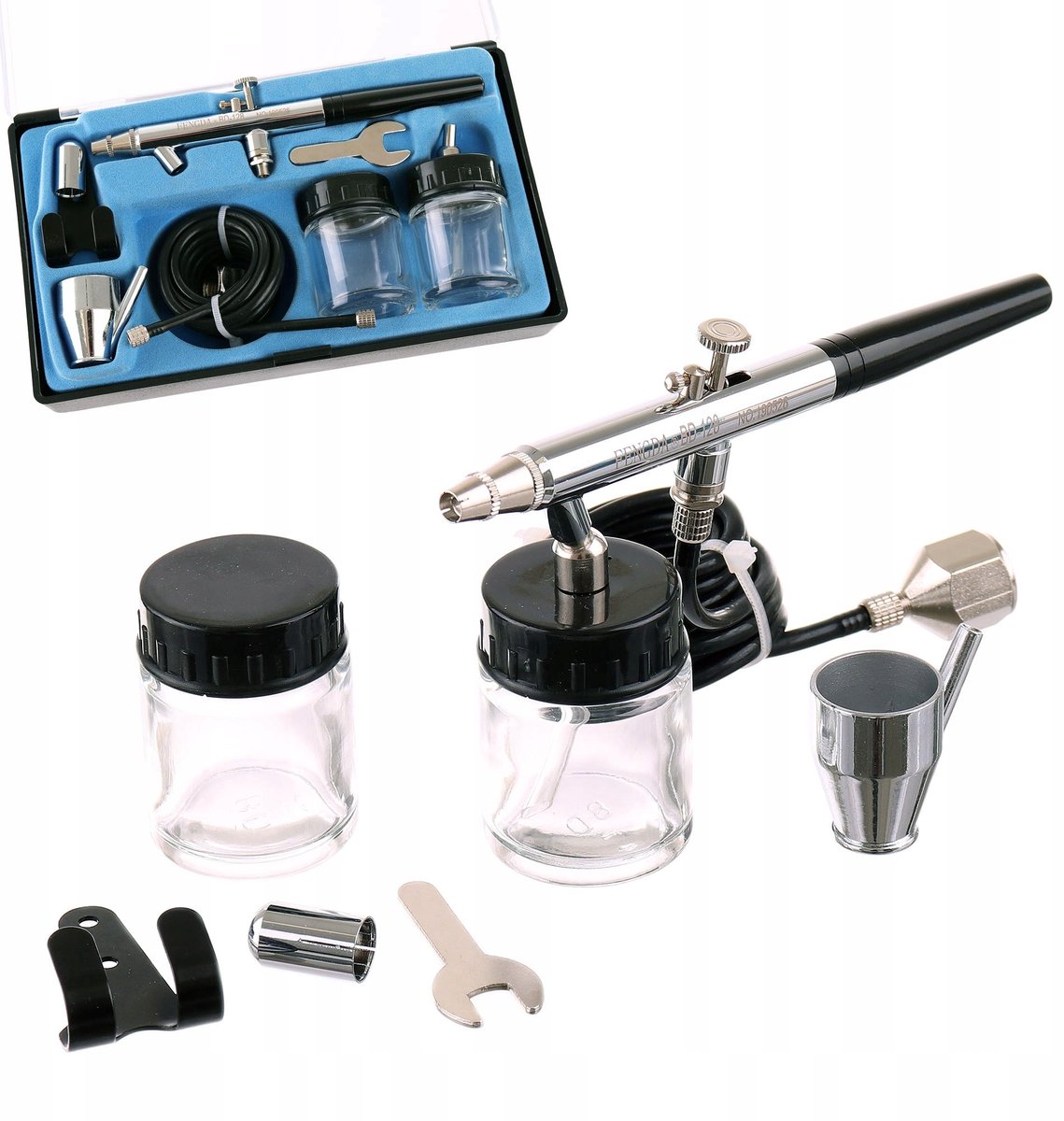 Fengda BD-128 Airbrush met 0,8 mm mondstuk en 3 tanks