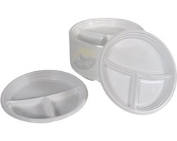 KURTT - 100 Plastic borden 3 vak - herbruikbare borden ( europese norm EN12875-1 gecertificeerd) reusable - ø 22cm