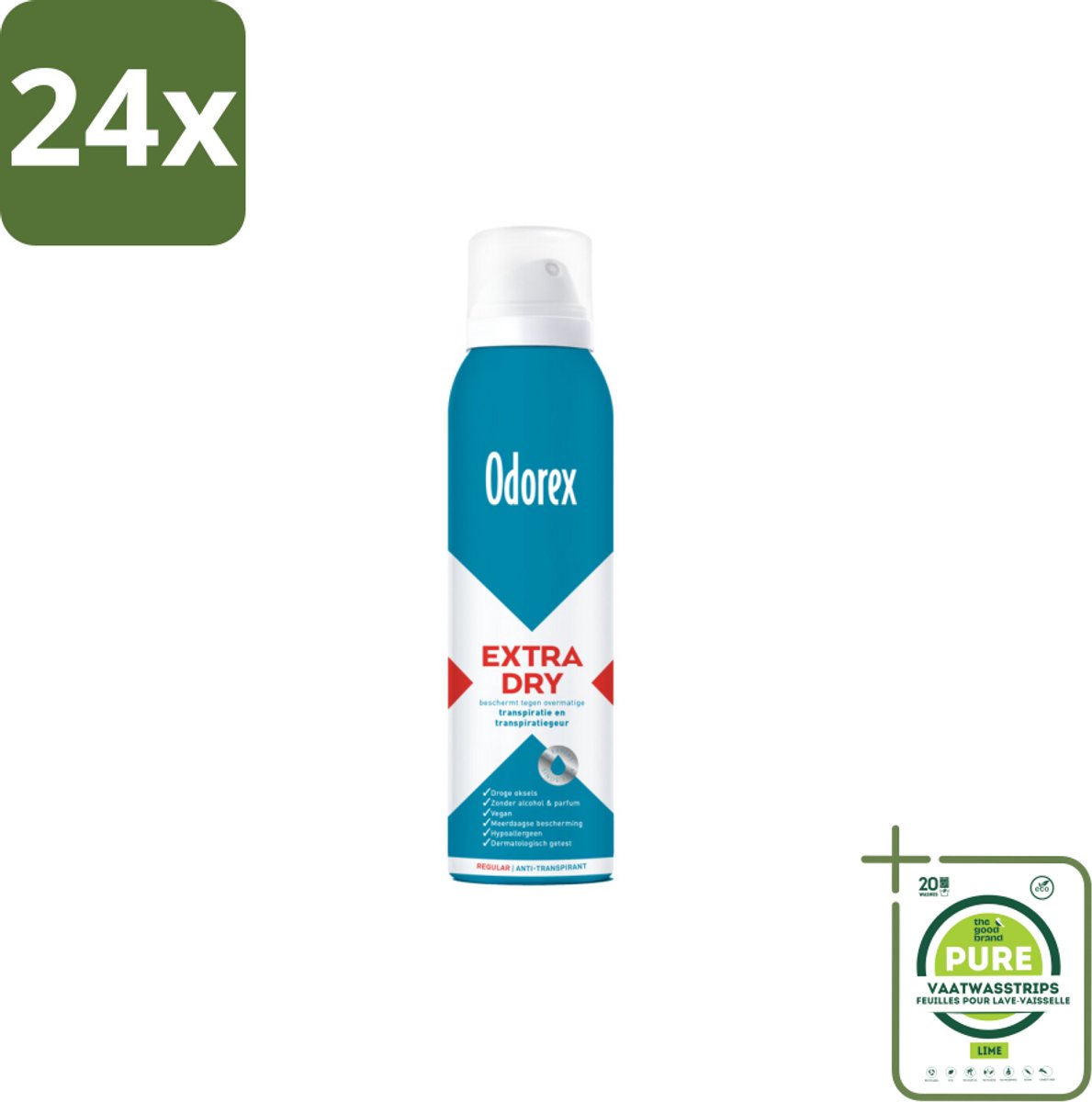 Odorex – Anti-transpirant spray – Extra Dry Regular – 150 ml - Voordeelverpakking - 24 stuks - Antitranspirant - Deospray