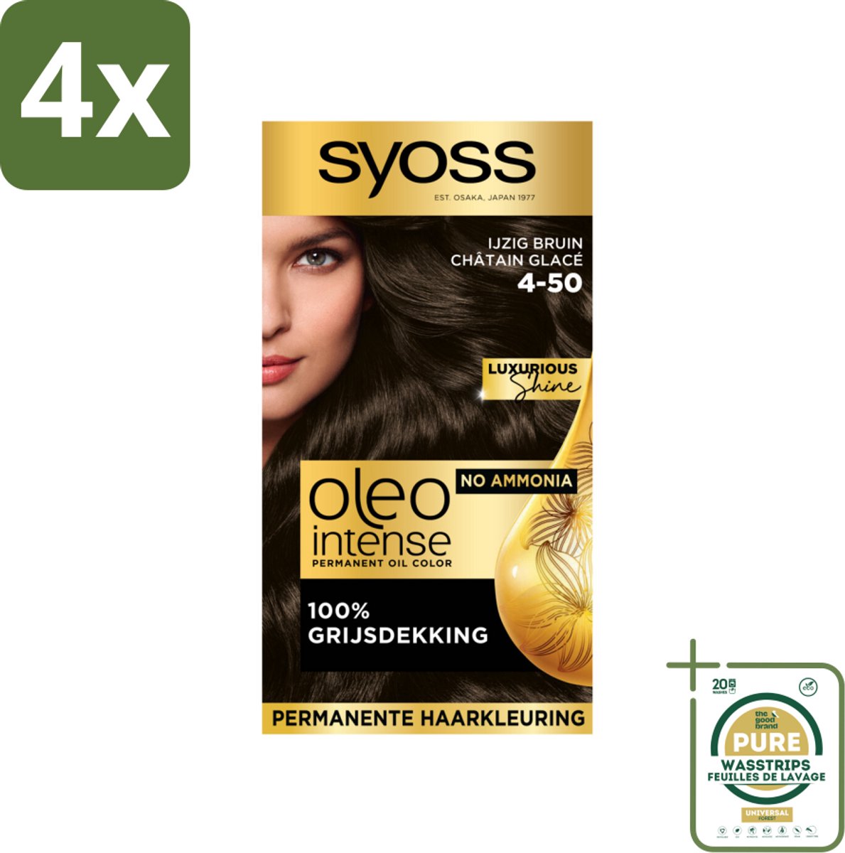 Syoss Oleo Intense - Haarverf - 4-50 - Ijzig Bruin - 115ml x 4