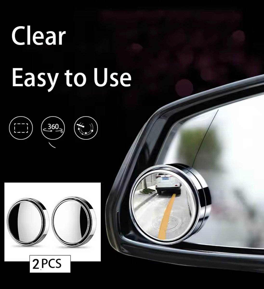 2 stuks rond frame bolle dodehoekspiegel veiligheid rijden groothoek 360 graden verstelbare heldere achteruitkijkspiegel auto-accessoires