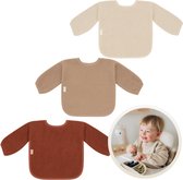 Funnies Slab met Mouwen 3-Pack Aardetinten voor baby's - 100% Katoenen Badstof