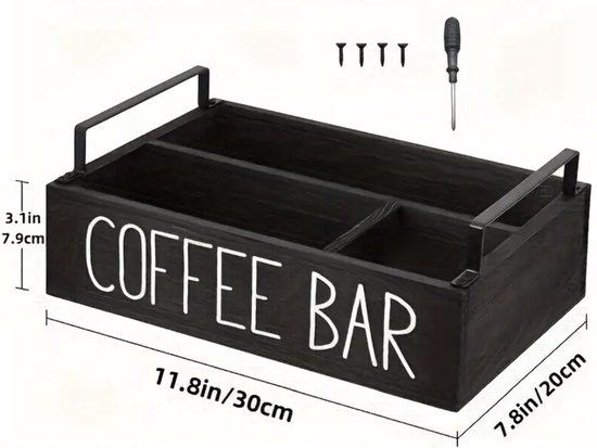 Houten koffiestation organizer - koffiebar accessoires, koffiepads