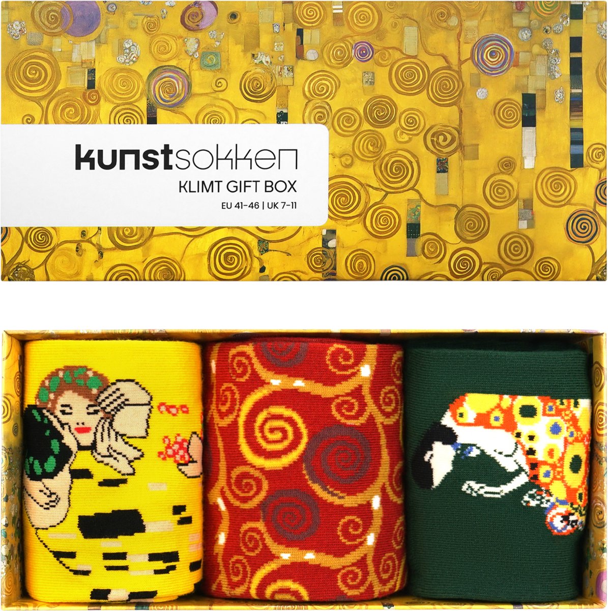 Kunst sokken - Gustav Klimt Giftbox 3-pack - Sokken Heren 41 46