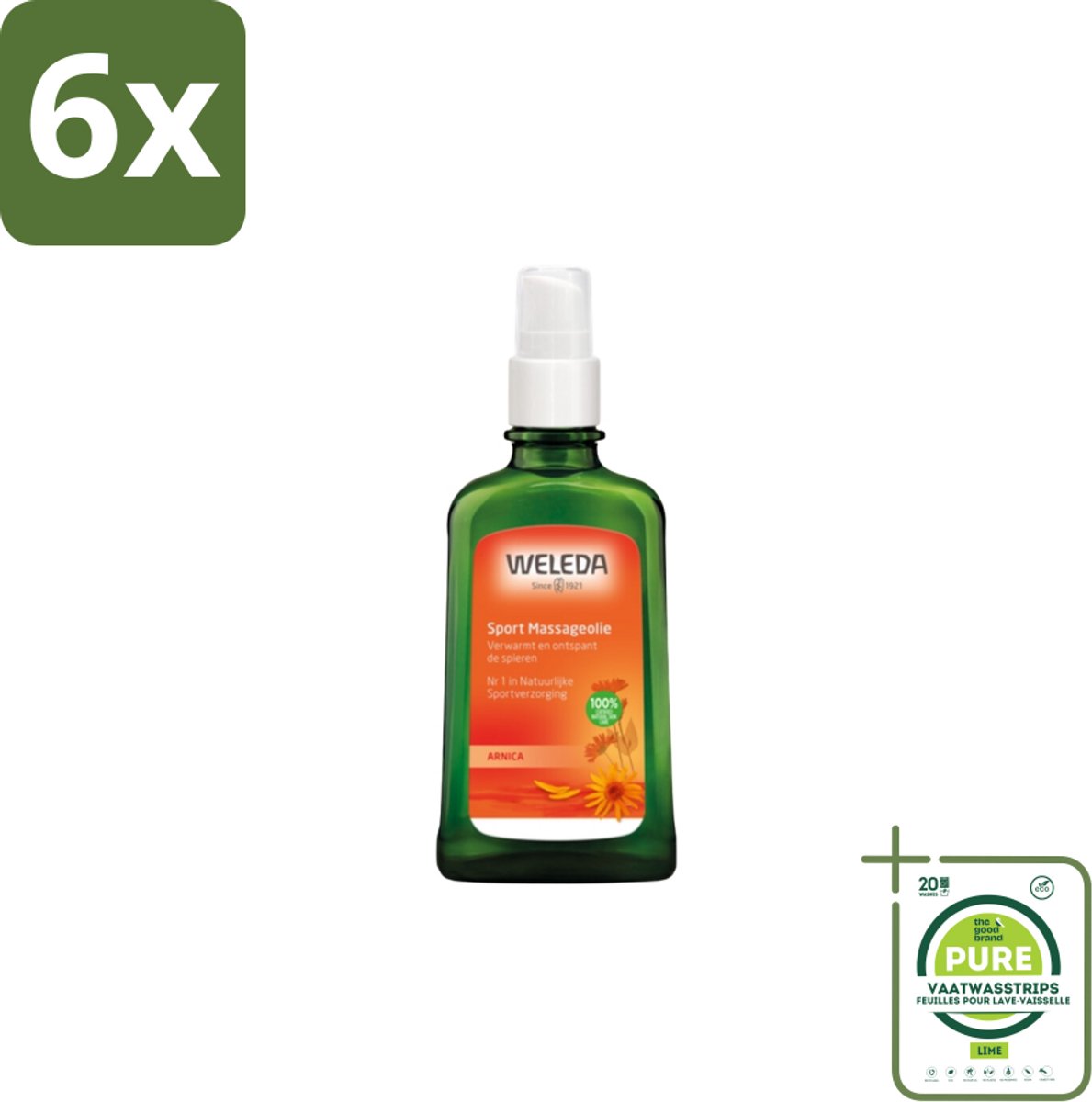 WELEDA - Massageolie Sport - Arnica - 100 ml - Voordeelverpakking - 6 stuks - Sportmassage - Spierpijn