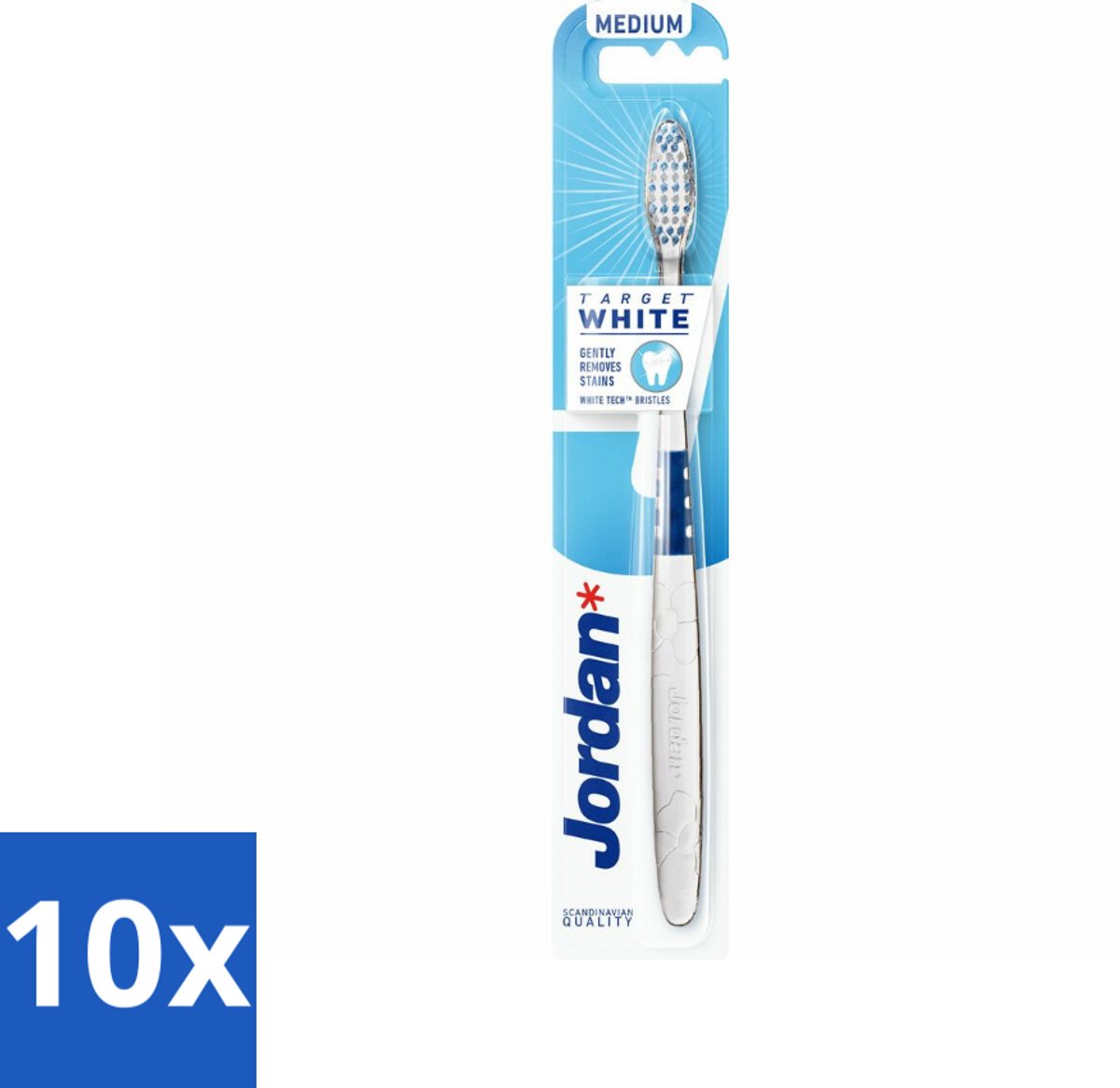 Jordan - Tandenborstel - Target White - Medium - Bulkverpakking - 10 stuks