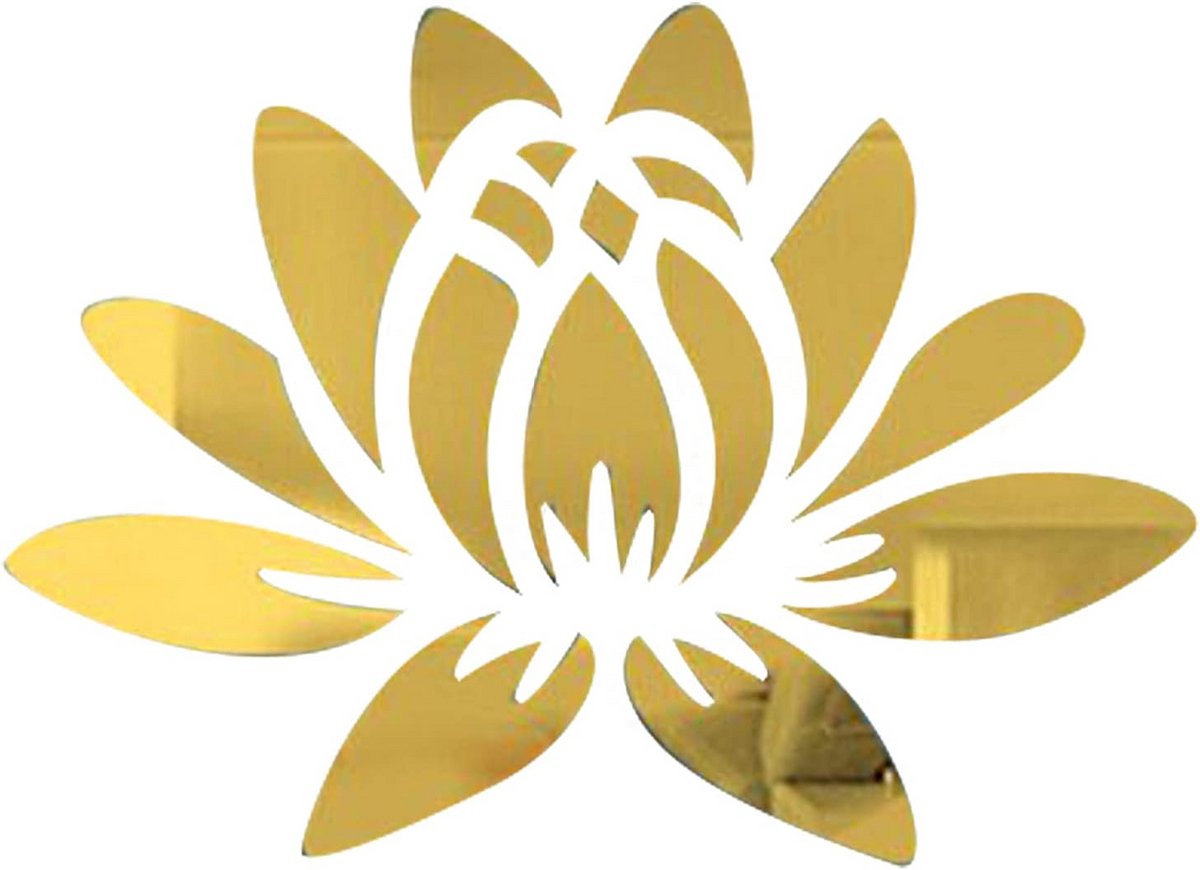 3D Lotus Bloem Spiegel Muursticker - Zelfklevend Decoratie voor Woonkamer & Slaapkamer (Go