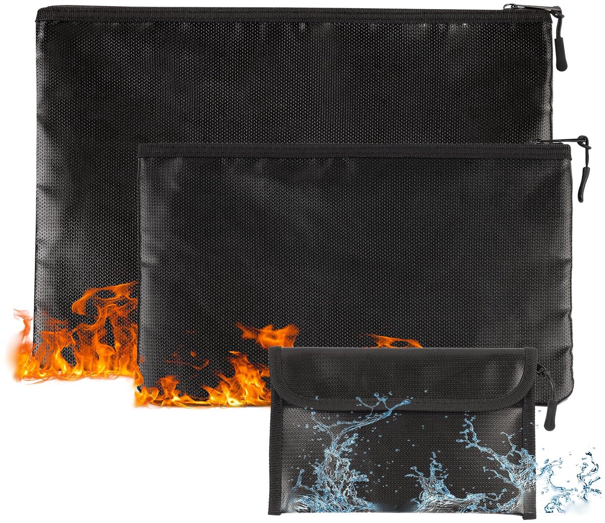 IMPERATORIS® Brandwerende Documententas - Geld en Documenten Organizer - Waterdicht en Vuurvast - Veiligheidstas met Rits - 3 Stuk