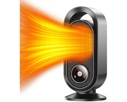ElevateCommerce - Draagbare Mini Elektrische Verwarming 1000W – PTC Keramische Kachel met Timer, Ventilator & Beveiliging – Stille Bureau- en Kantoorverwarmer