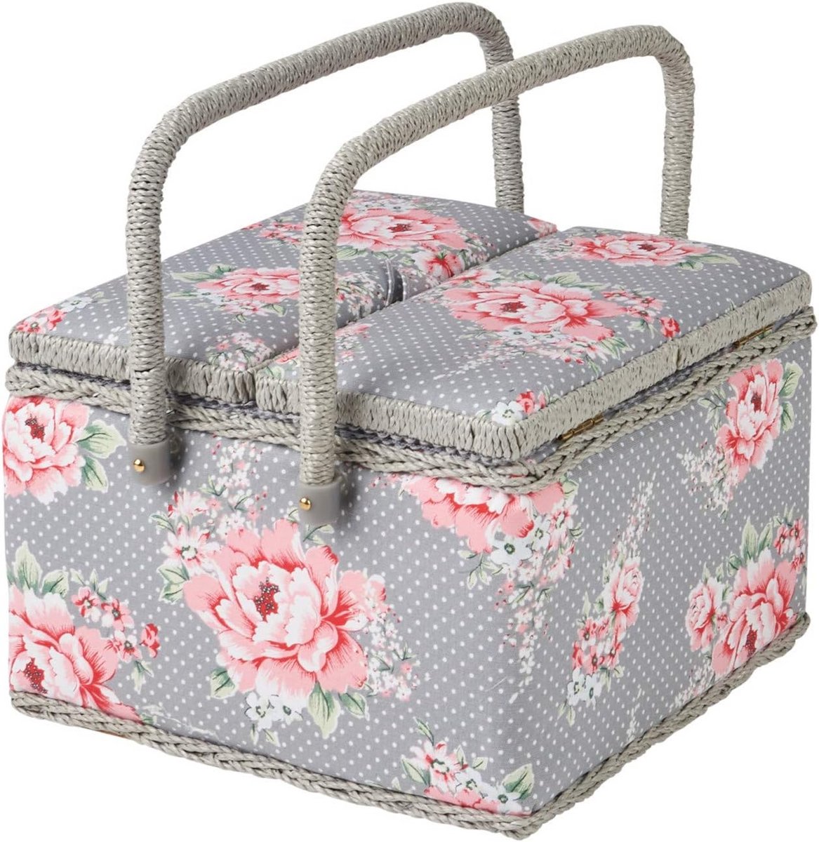 Naaikistje met Afsluitbare Deksel en Prachtige Bloemenprint - Hobbygift