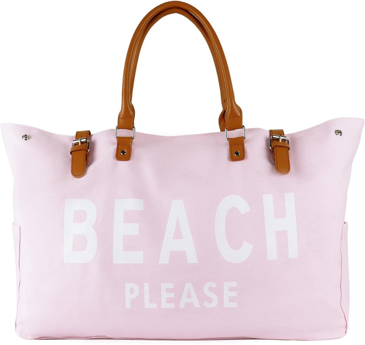 Extra Grote Strandtas Dames XXL Roze Wit - Strandtas Grote Capaciteit