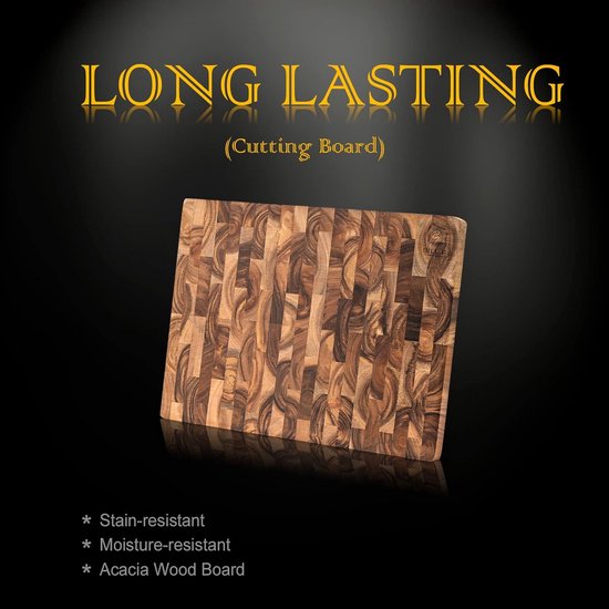 Giesty Houten Snijplank Acaciahout 45x30x3,5cm - Omkeerbaar Met Sapgoot En Handvatten