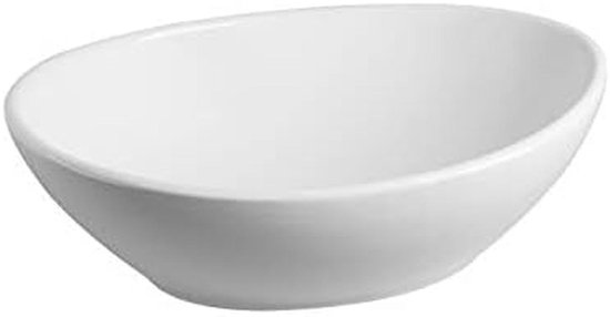 Planetmöbel Aquil Elegant wastafel ovaal | Opzetwastafel voor badkamer en gastentoilet | Handwastafel zonder kraangat en overloop | Wit, 55 x 34 x 14 cm