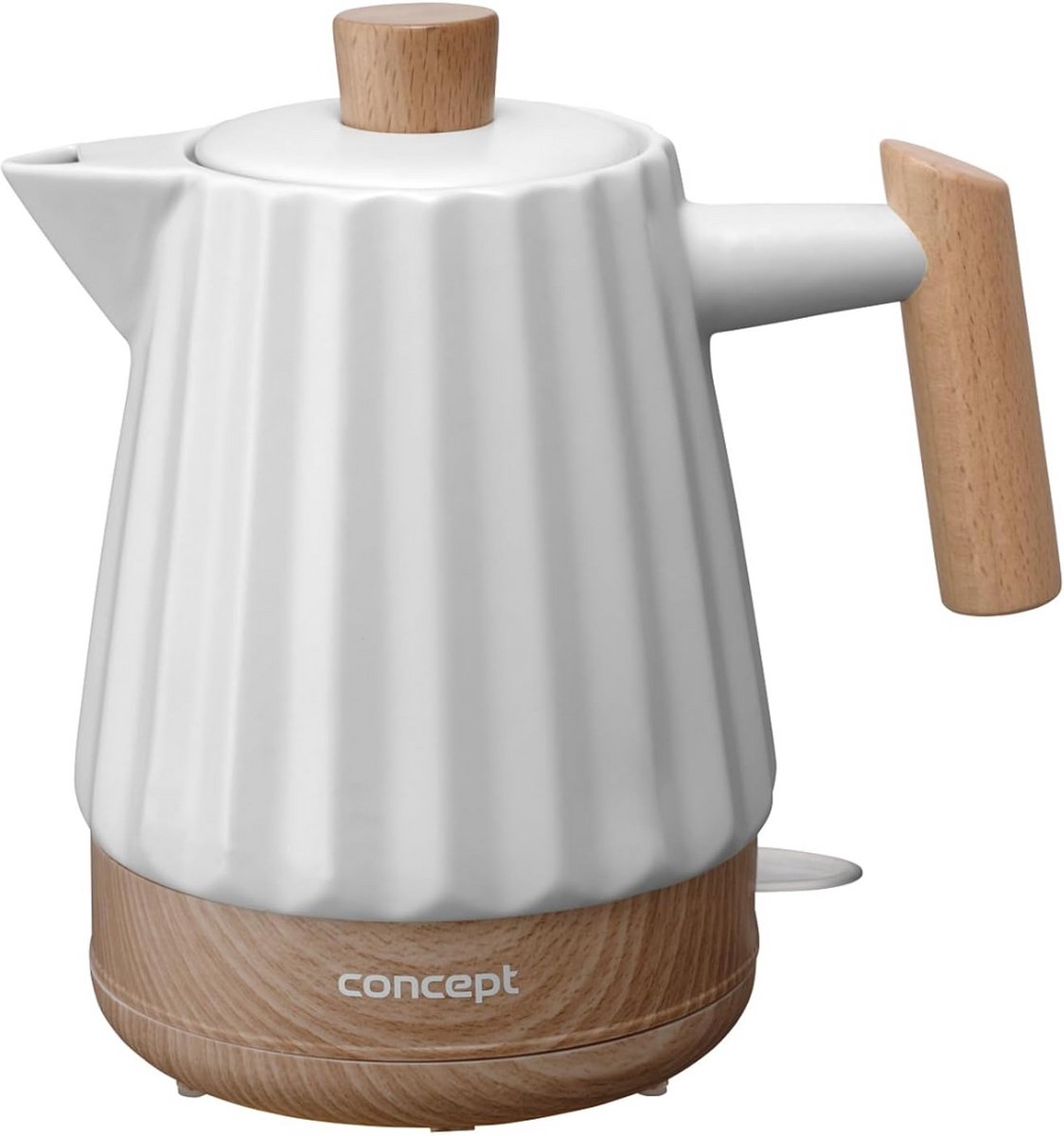 Keramische Waterkoker 1,5L Wit met Houten Details | Energiezuinig en Veilig