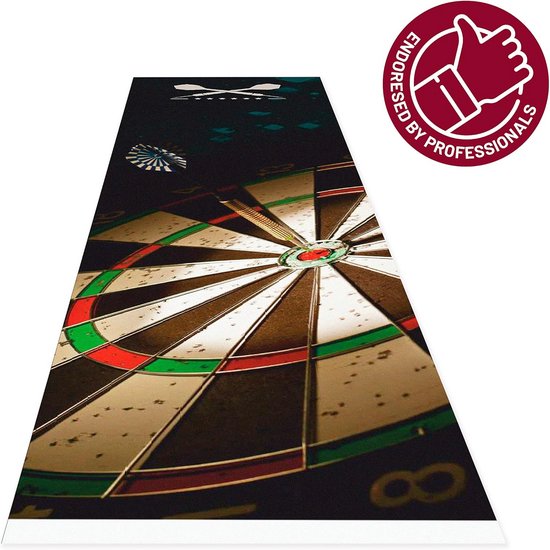 Dartmat 60 x 240 cm - Professionele Vloerbescherming voor Dartbord met Oche en Officiële Gooi-Lijn van 237 cm - Darts Accessoires - Zwart Tapijt — afbeelding 5