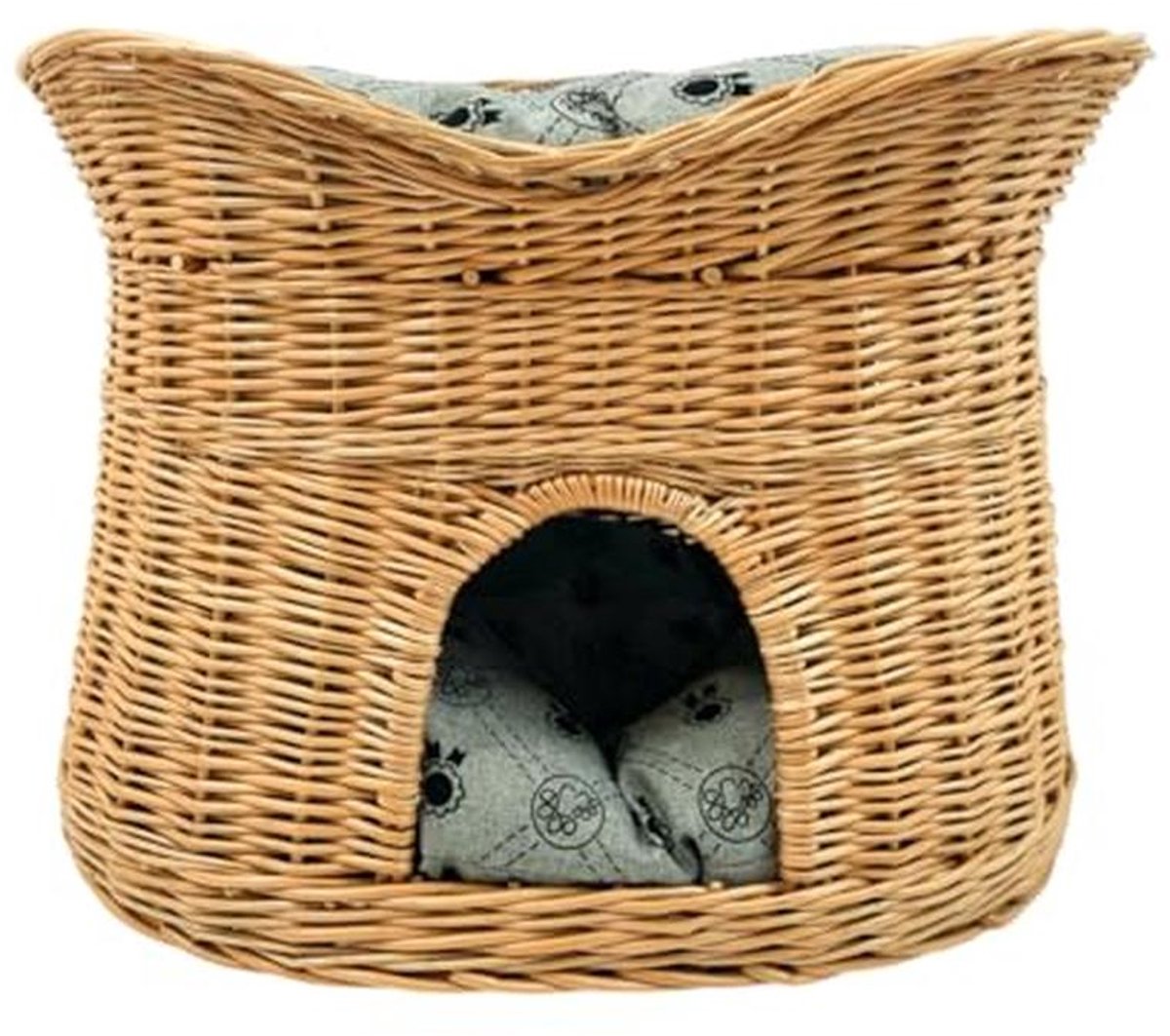 Zachte Kattenslaapmand XL - Honden- of Kattenbed met Wasbare Kussen - Natuurlijk Kleur Gerecycled Wicker