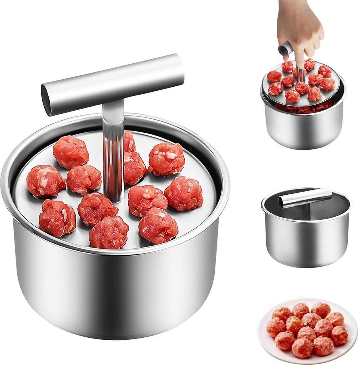 12-gaats gehaktbalpers, antiaanbakvorm, mixer voor garnalenballetjes en gehaktbaldeeg, gereedschap voor het maken van gehaktballen