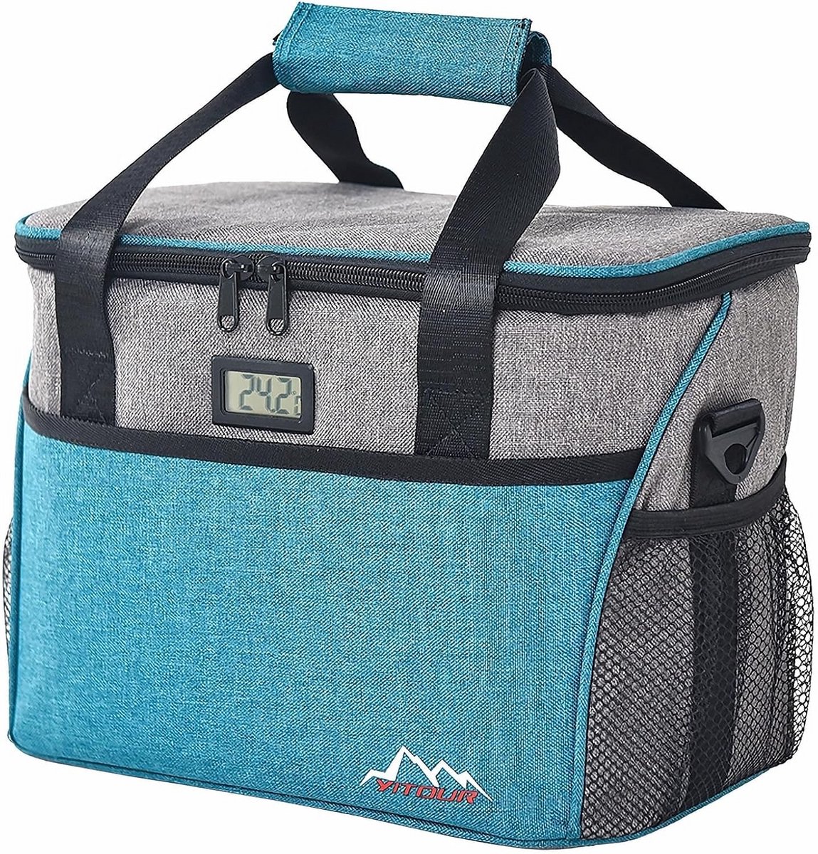 Koeltas 10 Liter Grijs met Temperatuurmeter - Waterdicht & Lekvrij