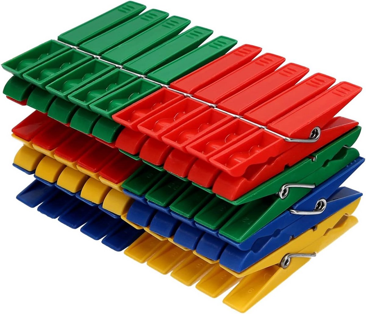 Set van 40 Kledingknijpers in 4 Vrolijke Kleuren - Stevige Wasknijpers voor Buiten