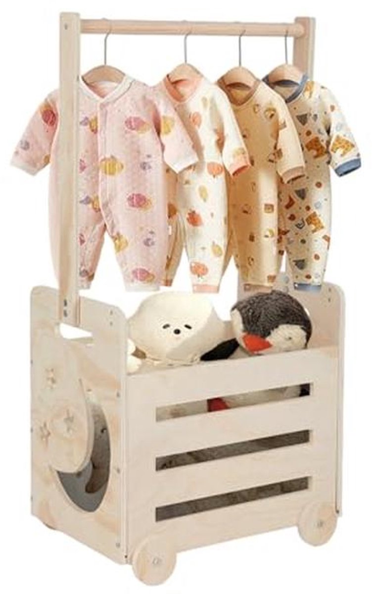 Houten Babyshower Kledingkast met Handvat - Draagbare Organizer en Opbergdoos voor Baby's