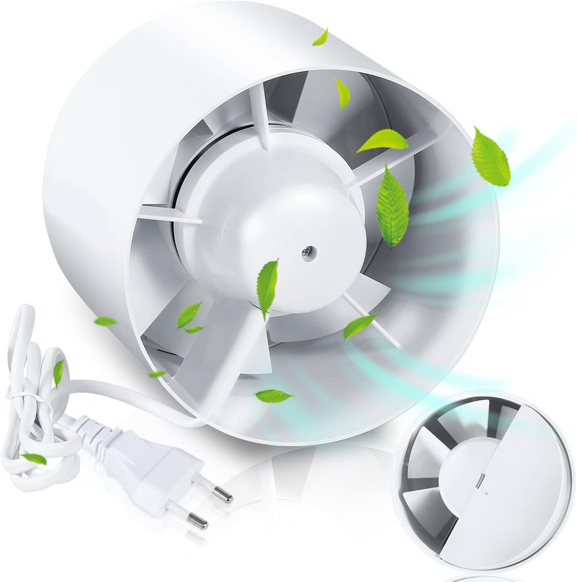 Inline Buisventilator 100 mm met Terugslagklep - 130 m³/u Afvoerventilator voor Badkamer e