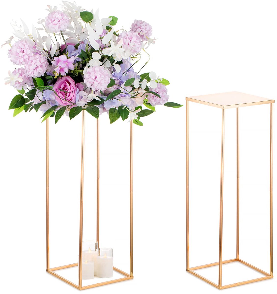 Unyqoos Set van twee elegante gouden vazen met stabiele basis voor bruiloftsdecoratie