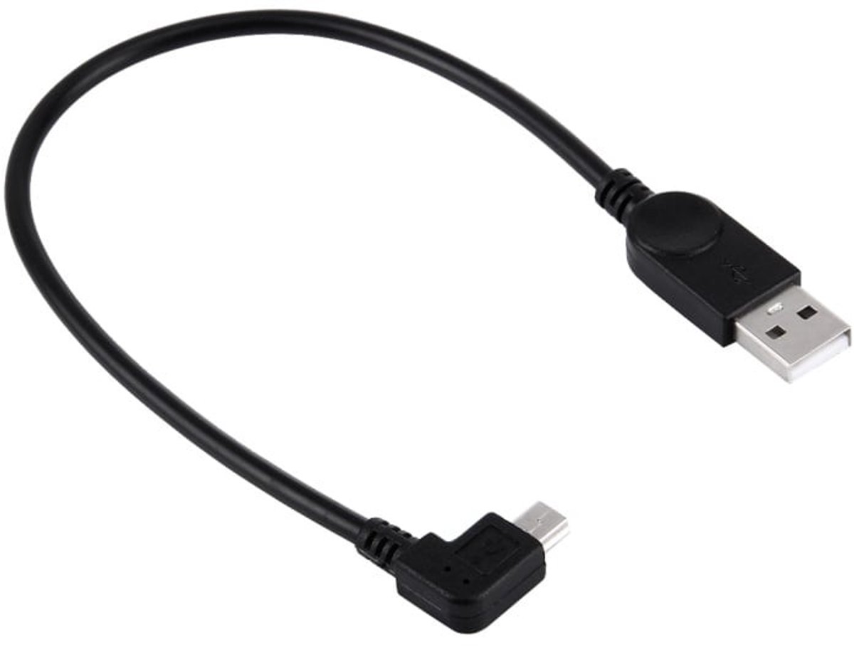 Image of OneOne 0,30m Mini USB kabel. Haakse laadkabel naar links. USB naar Mini USB oplaadkabel snoer past op Garmin Oregon 200, 300, 400t, 450, 450t, 550, 550t, 600, 600t, 650, 650t, 700, 750, 750t, Rino 700, 750, 755t
