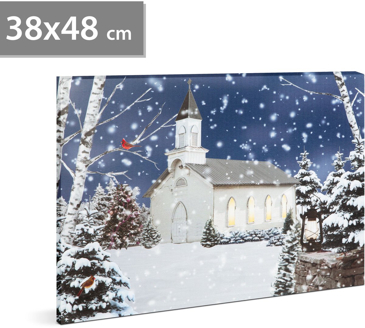 LED-wanddecoratie - winterlandschap - 2 x AA, 48 x 38 cm 1 Stuks [58473]