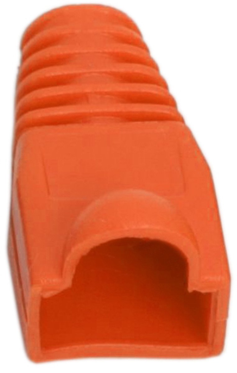 100x RJ45 Snagless Trekontlasting Oranje – Kabelbescherming voor Cat5 / Cat5e / Cat6 UTP – Netwerkkabel Boot - 100 Stuks [05230NA]