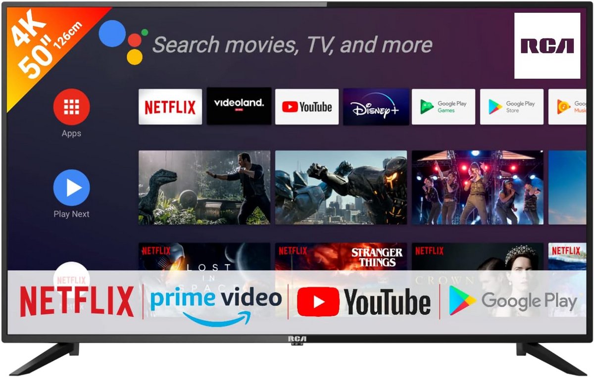 50 Inch 4K HDR Android Smart TV met Google Assistant en Ingebouwde Chromecast