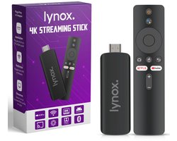 Lynox® Chromecast 4K TV stick - Chromecast voor TV - Geschikt voor chromecast streaming - 4K HDR 10+ - Wifi 6 & bluetooth 5.4 - Nederlandse software -