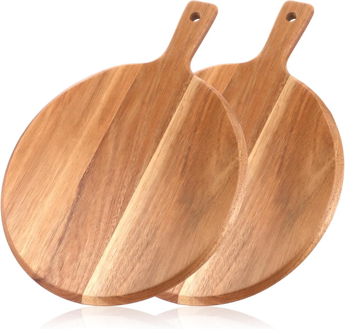Set van 2 Houten Serveerplanken Rond 30,5 cm voor Pizza, Kaasplank en Brood