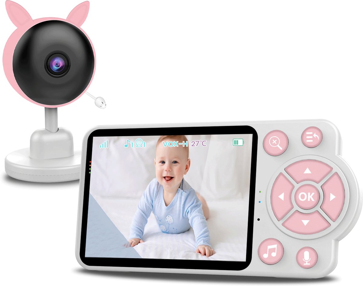 Babyfooncamera Roze Babyfoon met Camera en Nachtzicht