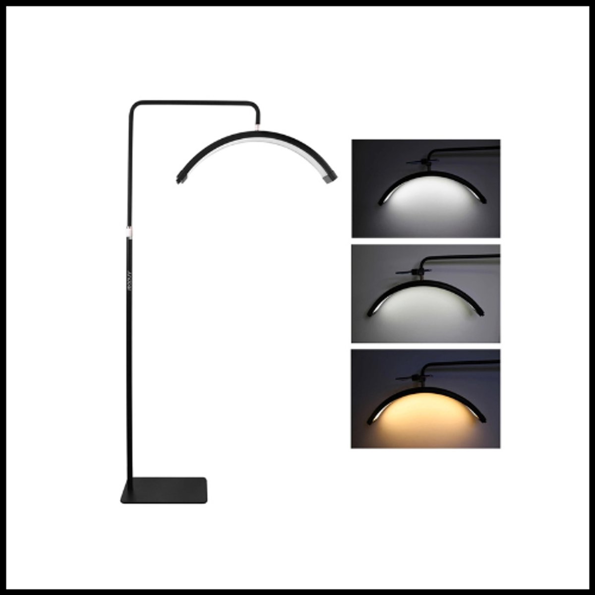 HD-M6X LED Vloerlamp – 36W Halvemaan Invullicht – Dimbaar 3200K-5600K – Verstelbare Metalen Standaard – Video- en Vlogverlichting