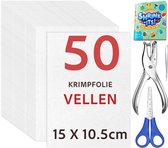 50 Stuks Krimpfolie Vellen Knutselpakket - 15 X 10.5cm - Krimp Folie Vel - Krimpie Dinkie Dimpie Knutselen Knutselpapier - Vellen Set - DIY Pakket Spullen voor Jongens, Meisjes - Knutselkoffer Sieraden Maken Oorbellen, Sleutelhangers Armbandjes