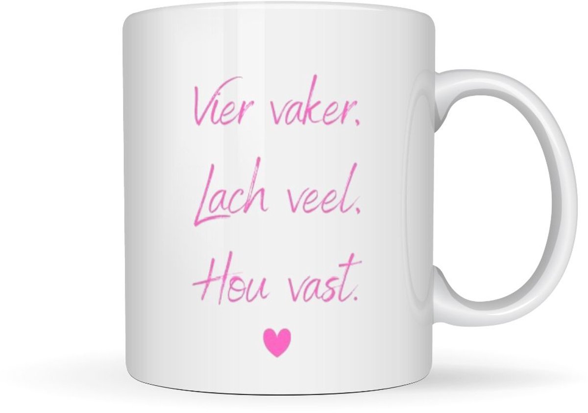 Mok vier vaker - Inspirerende koffiemok - 330 ml