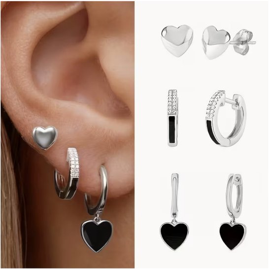 Oorbellen set - Zilver kleur - roestvrij staal - Sieraden - Oren - Vrouwen- verjaardag cadeau - cadeau - Schattige Oorbellen -