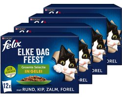 Felix Elke Dag Feest in Gelei - Kattenvoer Natvoer - Groente Selectie - 48 x 85 g