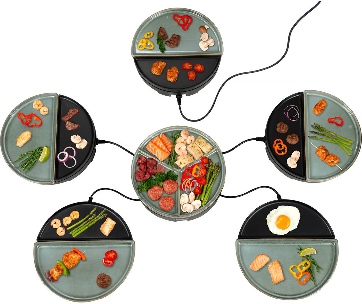 Bourgini Chef's Dinnerparty Gourmetstel - Glazed Grey – 5 Personen – Bakplaat – PFAS-vrij - Vaatwasserbestendig
