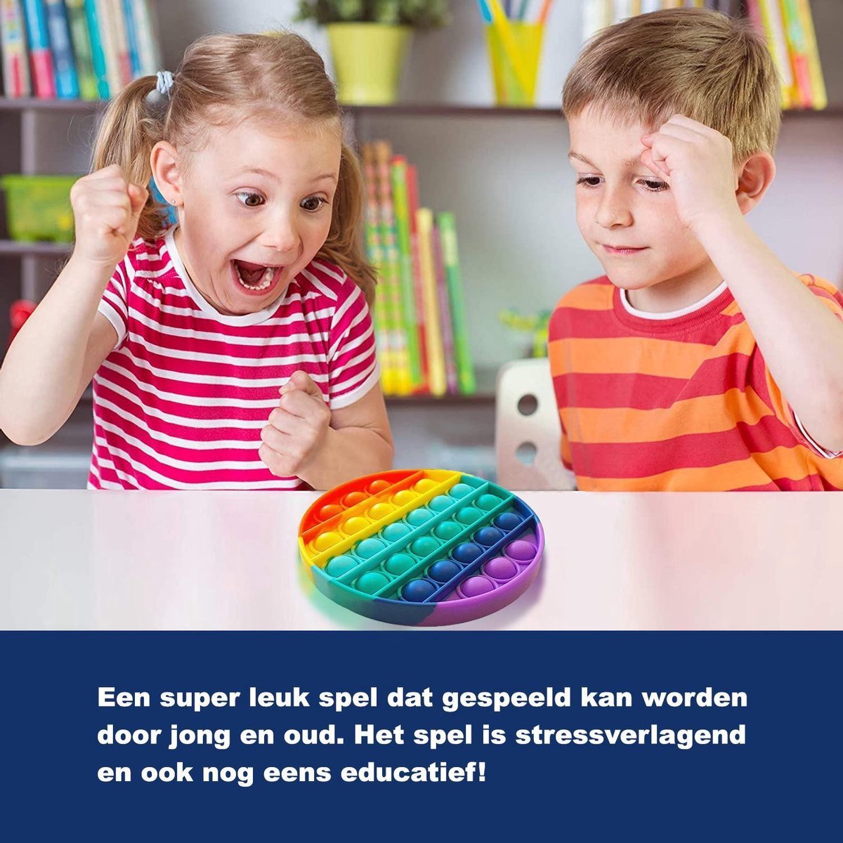 LUVIQ Pop It Fidget Toy - Premium Materiaal - Fidget Toys voor Kinderen & Volwassenen - Sensorisch Speelgoed - Regenboog - Rond — cadeau in Spellen & Speelgoed - foto 4