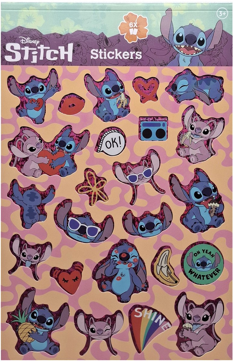 Disney Stitch - 6 vellen vol met stickers! - +/- 100 stickers - knutselen - 3+