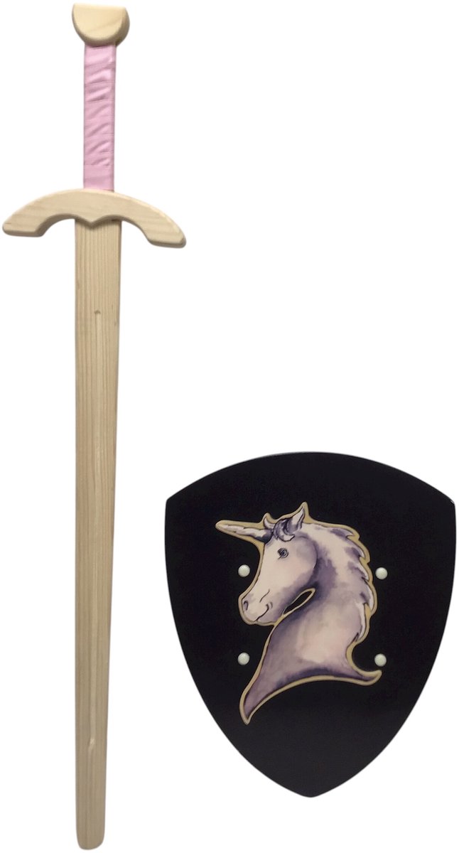 houten zwaard roofridder rose en ridderschild eenhoorn kinderzwaard ridderzwaard schild ridder