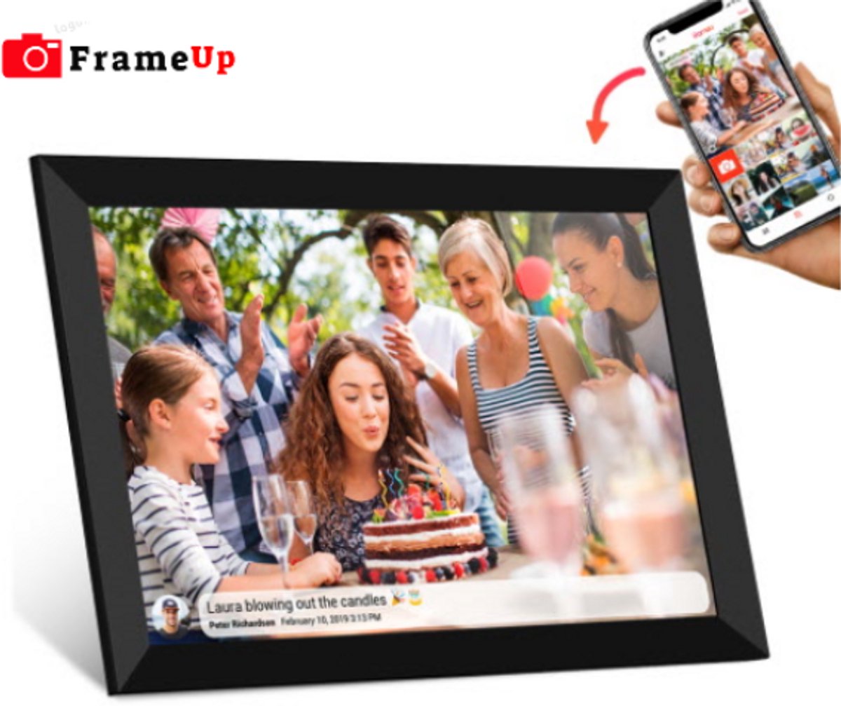 FrameUp - Digitale fotolijst met WiFi en Frameo App- Zwart - - FrameUp - €59,95