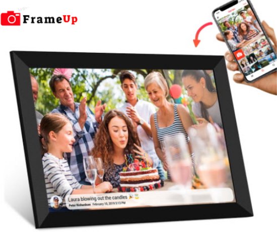 FrameUp - Digitale fotolijst met WiFi en Frameo App- Zwart - 10.1 inch HD+ IPS Display - Fotokader met Touchscreen - 16GB - Zwart - frameo digitale fotolijst - digitale fotokader - digitaal fotolijstje