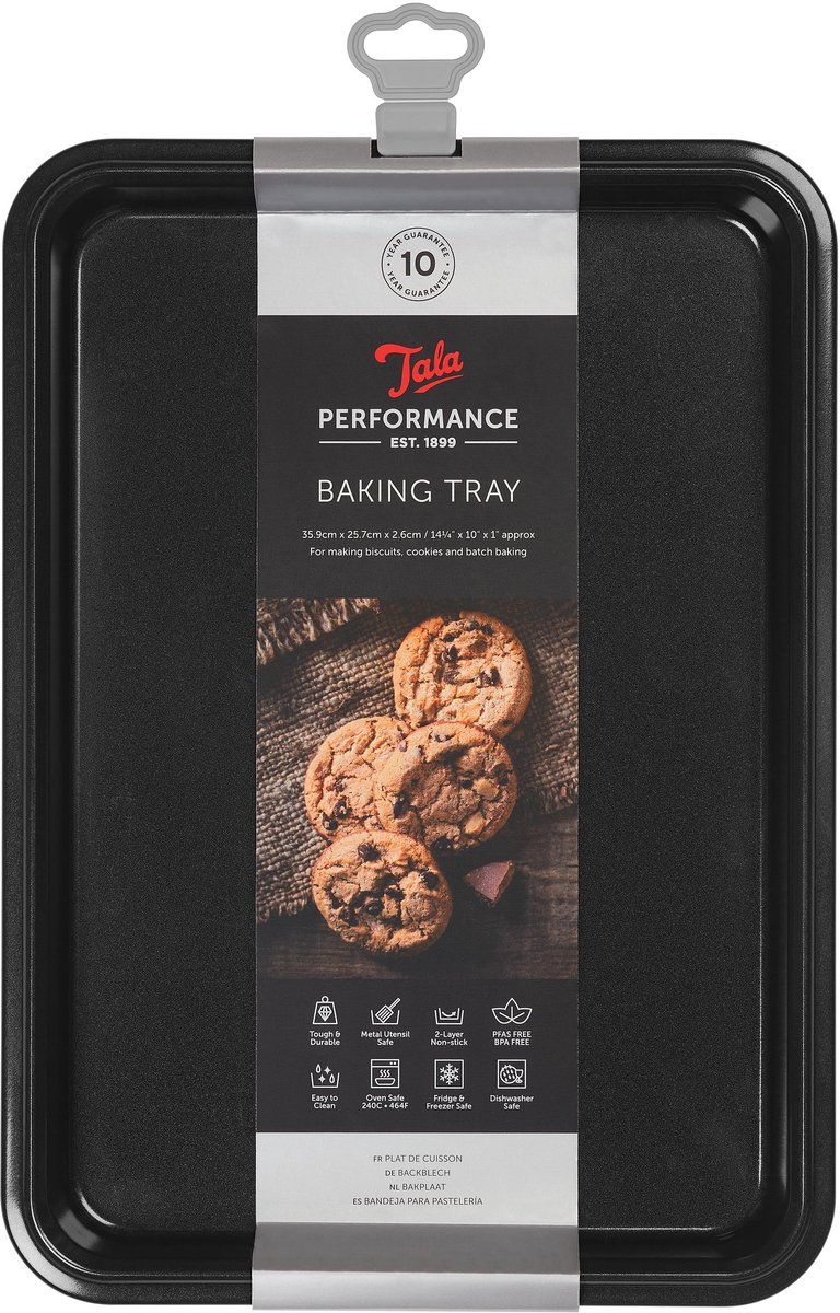 Tala Performance – Bakplaat – 34,5 x 24,4 x 2 cm – Non-stick – Carbonstaal – Ovenbestendig tot 240°C